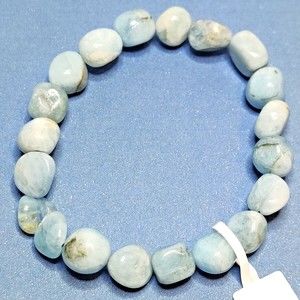Aquamarine stretch bracelet nugget stones with felt pouch-NB44